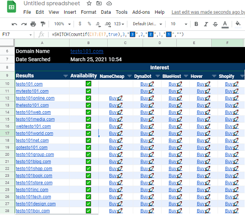 Bulk Check Domain Availability in Google Sheets GSheetDomains