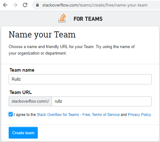 Create Team Stack Overflow