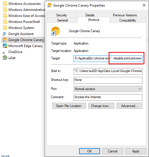 Disable System Print in Chrome
