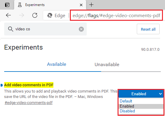 Edge video comment flag