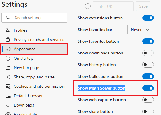 Math Solver Button Option Edge