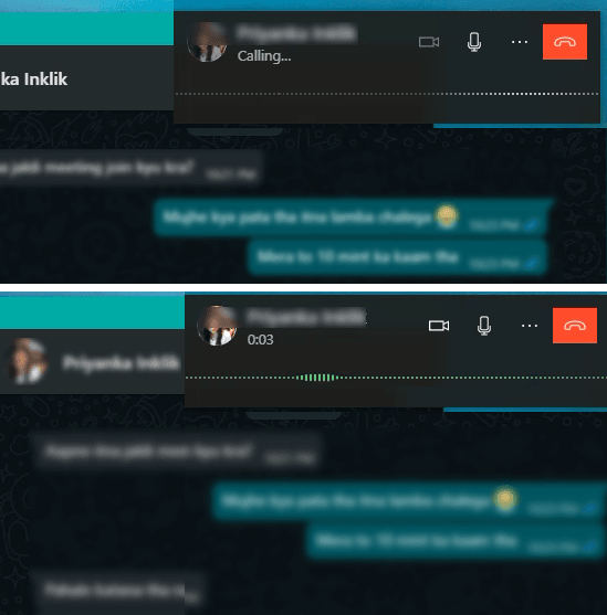 WhatsApp Audio and Video Call on Desktop in action