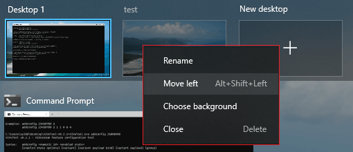 Windows 10 Virtual Desktops Right Click Menu