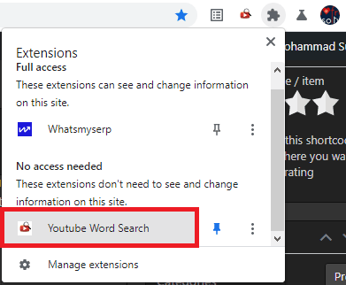 YouTube Word Search