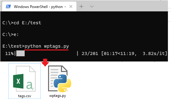 wptags python script get all wordpress tags