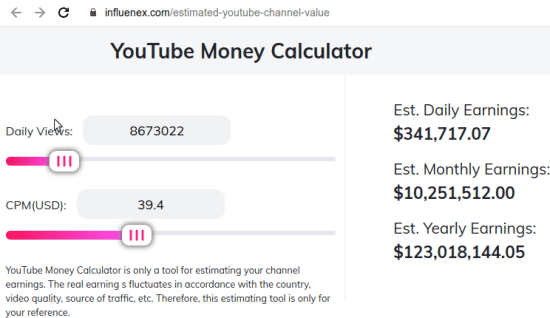 5 YouTube Money Calculator by influenex