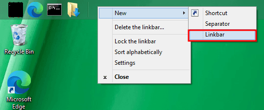 Create a new taskbar Linkbar