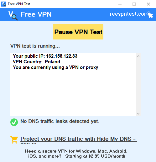How to take free VPN anonymity test using this software