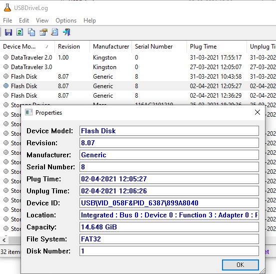 Log all USB Flash Drives on PC with this Free Software USBDriveLog