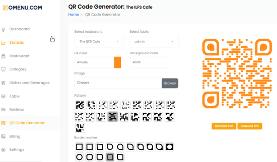 Omenu generate QR Code