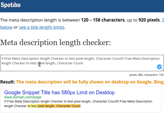 Spotibo Meta Description Checker