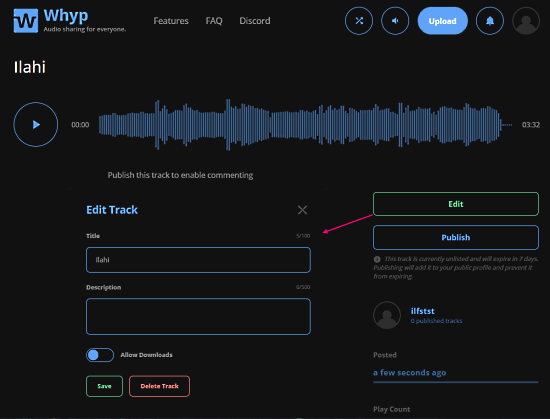 share audio file with link