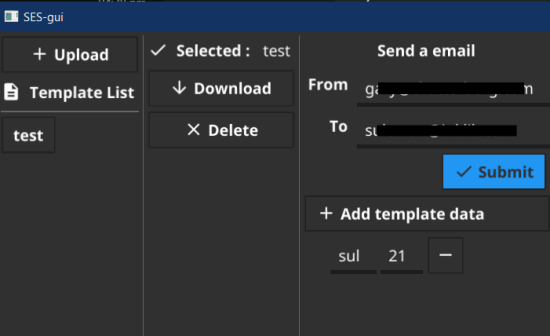 Amazon SES GUI for Windows to Send Test Mail, Upload Templates