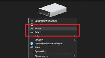 Attach Detach Virtual Disks in Windows 10 Without Disk Manager