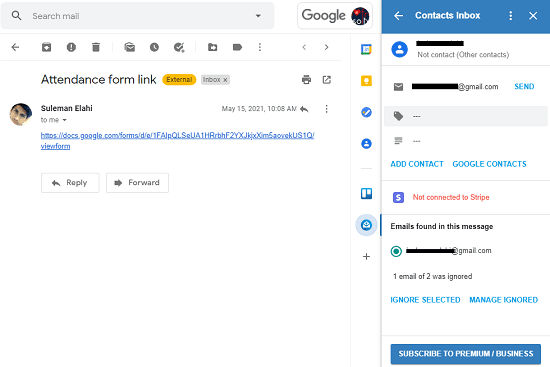 Contacts Inbox in action