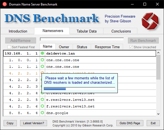 DNS Servers Loading Servers