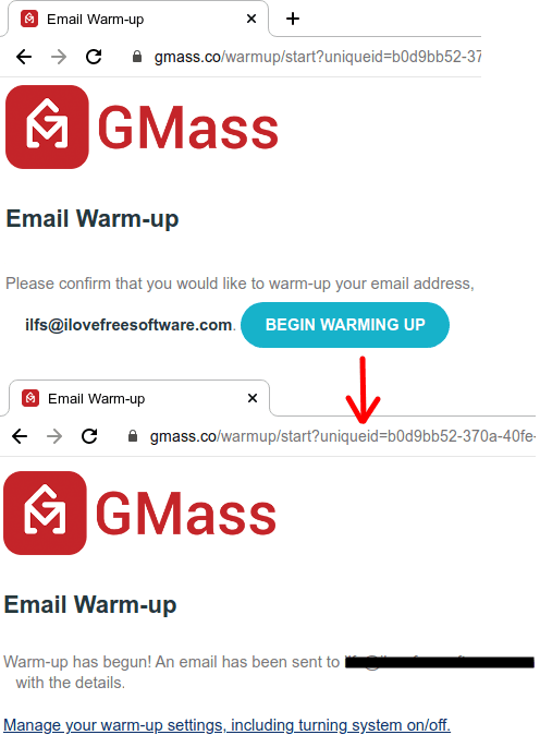 GMass Email Warm Up Sign in and start process