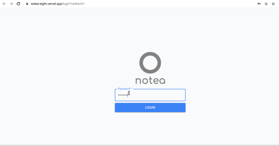 Notea password page