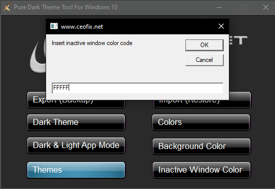 Pure Dark Inactive Window Color