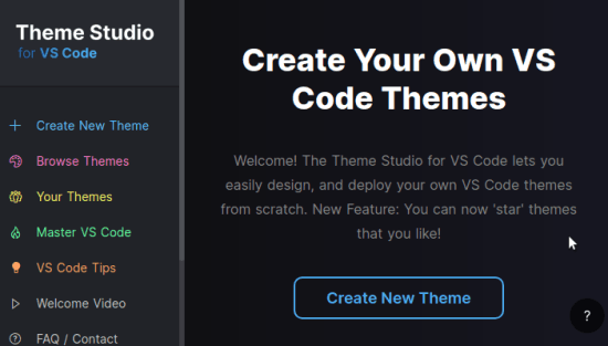 VS Code Theme Studio Main UI