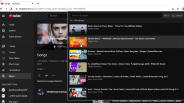 YouTube Playlist Search popup