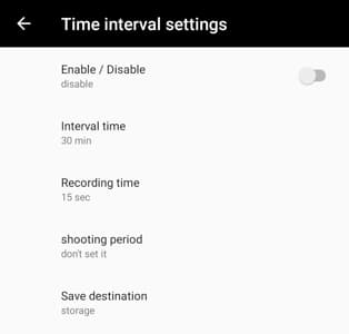 Time Interval Settings