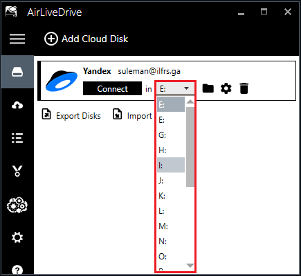 AirLiveDrive Disk Letter