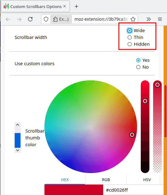 Custom Scrollbars Select Color for Thumb
