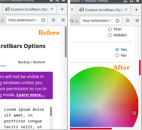 Customize Firefox Scrollbar with Multiple Colors using this Free Addon