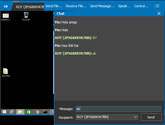Distant Desktop Text Chat