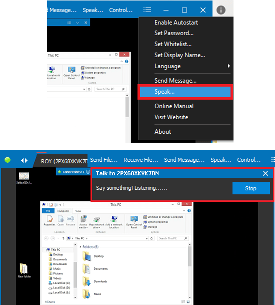 Distant Desktop Voice Chat