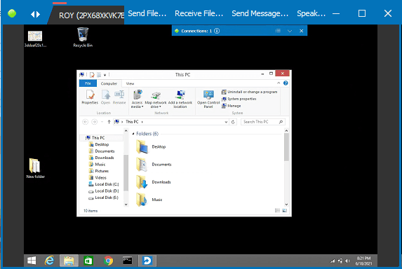 Distant Desktop connected to remote desktop