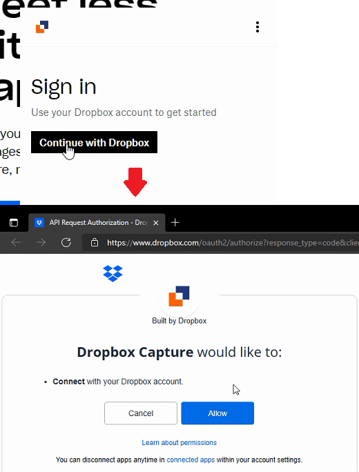 Dropbox Capture Auth Comments