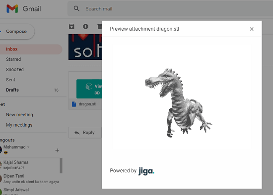 Jiga 3D Viewer for Gmail Attachments
