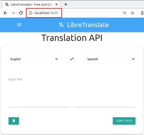LibreTranslate main UI