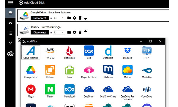 Mount Google Drive, S3, Dropbox, Yandex Disk as Local Disks Air Live Drive