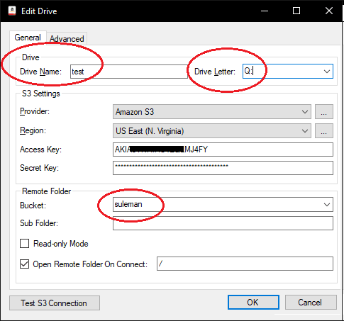 S3 Drive AwS Credentials