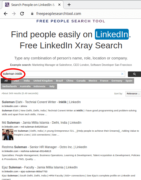 Free People search Tool LinkedIn