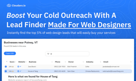 Lead Finder For Web Developers with Website Analysis Cloudaro