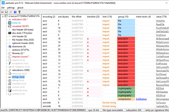 Malware Analysis and Initial Assessment Tool for Windows PeStudio