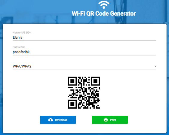 Wi-FI QR code generator