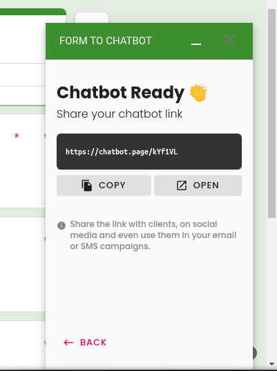 chatbot created