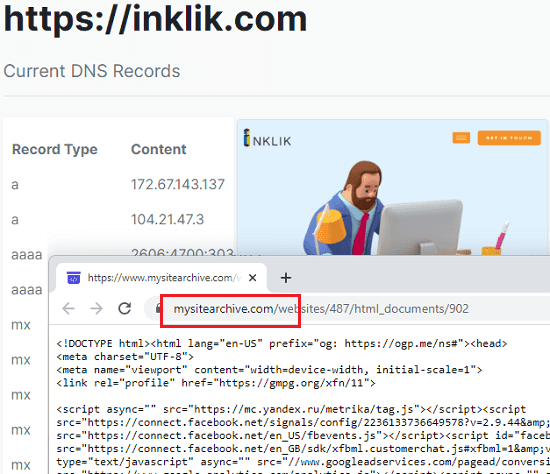 Archive Website with Screenshot, DNS Records