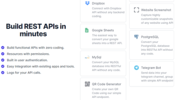 Convert MySQL, PostgreSQL, Google Sheets to Rest API Free