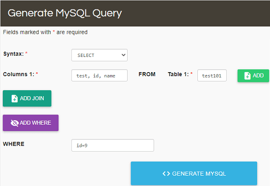 MySQL Generator
