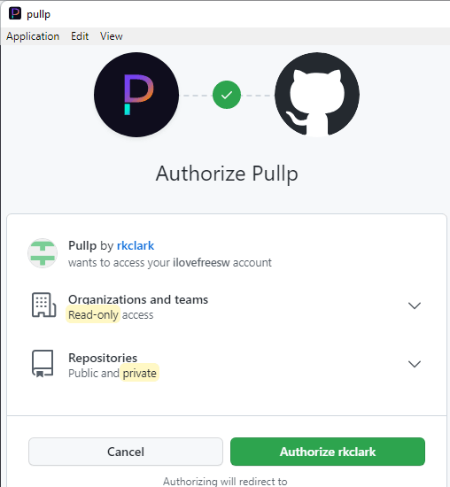 Pullp authorize