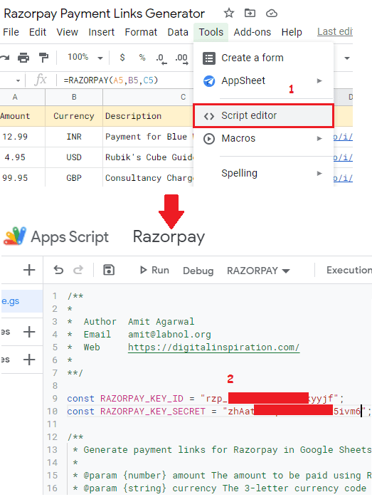 Razorpay Script Editor