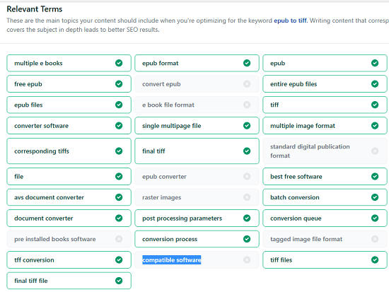 SEO Quality Check Mising Keywords