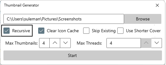 Thumbnail Generator Select Folder