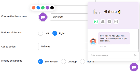 chat widget color optimization